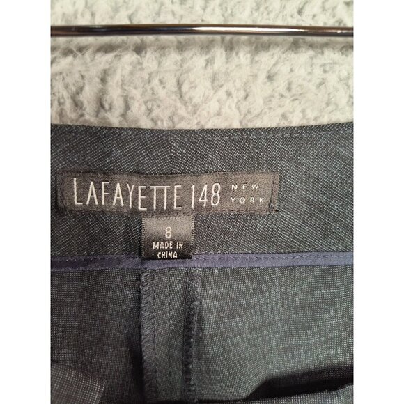 Lafayette 148 Pants Women 8 Regular Hi Rise Wide Leg Gray Wool Cotton Stretch - Picture 7 of 10